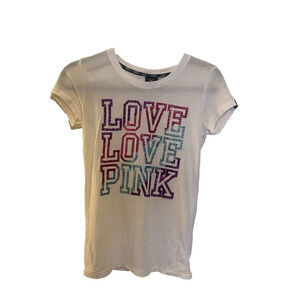 Women's Vintage Victoria Secret Pink Glitter T Shirt EUC Size Small